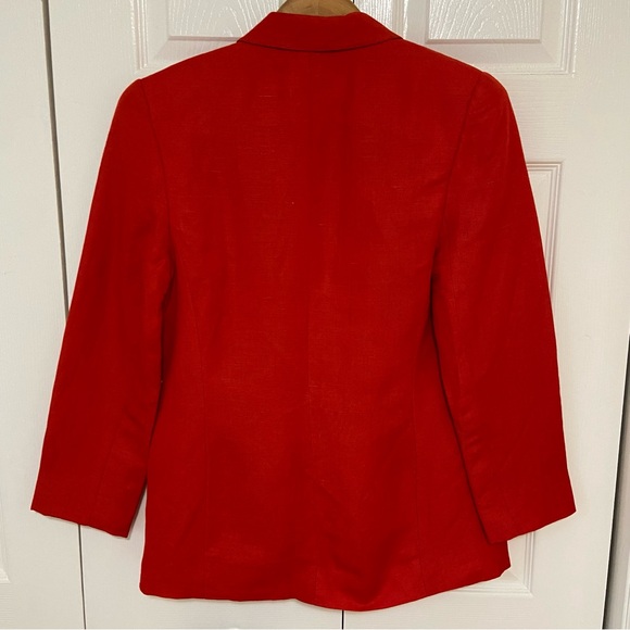 NWT Vintage Linen Blend 2 Piece Suit Blazer and Trouser Pants Size 8 Red - Picture 6 of 14